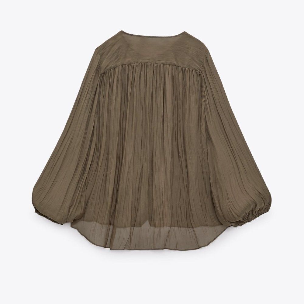 ZARA SEMI-SHEER FLUID BLOUSE - Picture 6 of 12